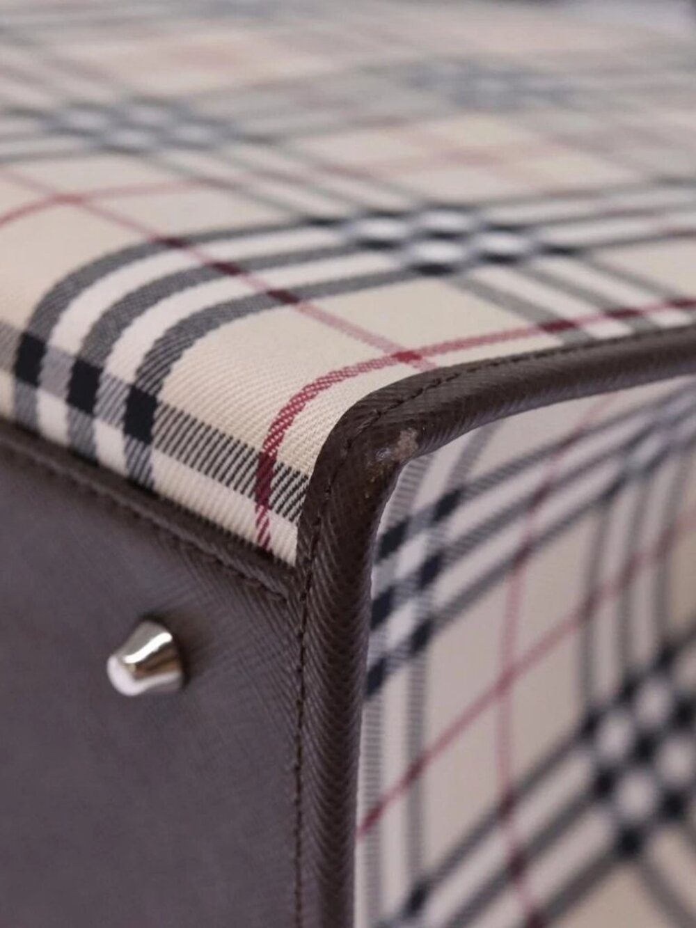 BURBERRY Nova Check Hand Bag Nylon Canvas Beige Auth - Picture 10 of 16